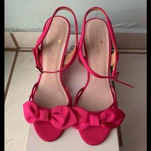 Kate spade pink bow heels wedges